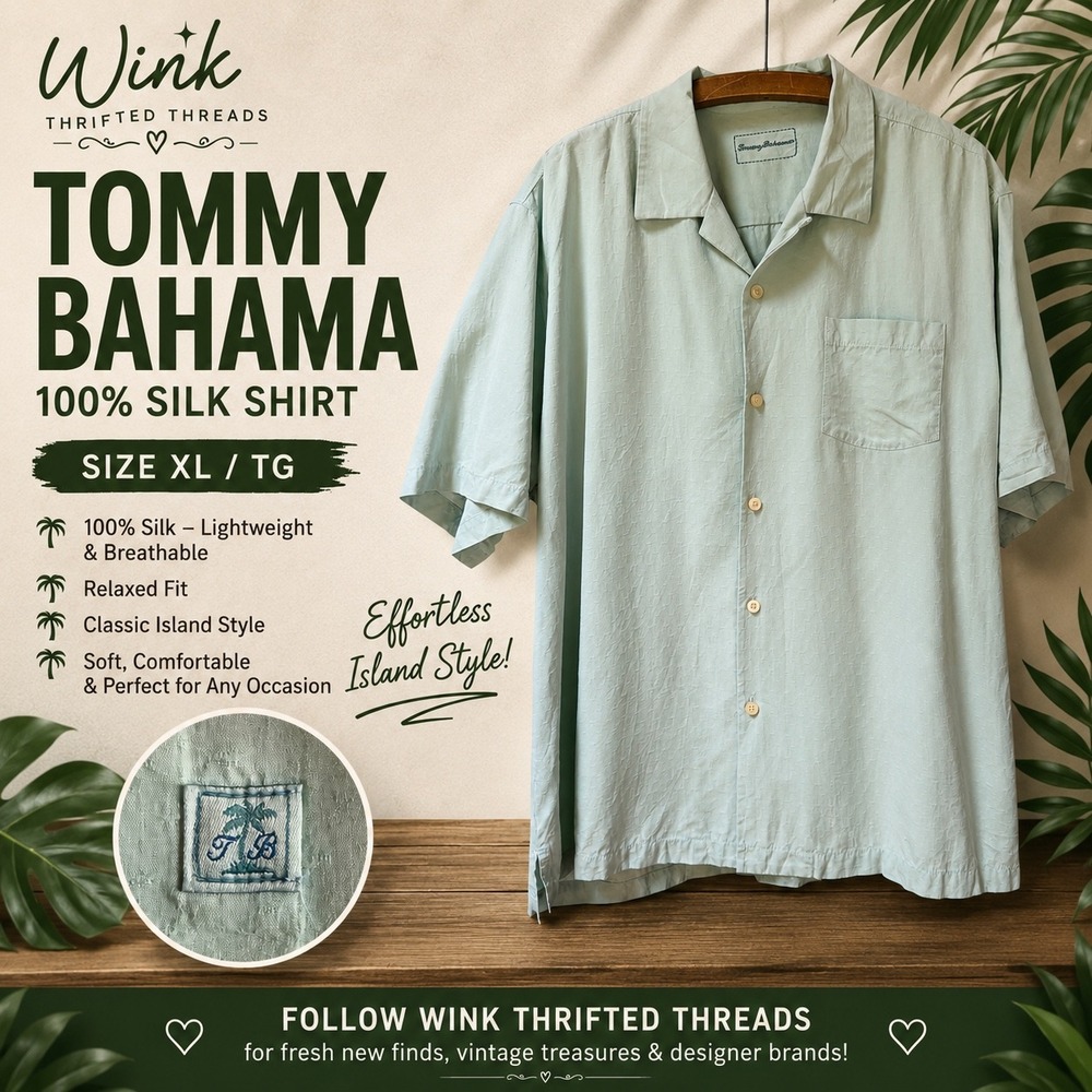 Tommy Bahama Mens XL Silk Short Sleeve Button Up Shirt Sage Green Textured 2 pk
